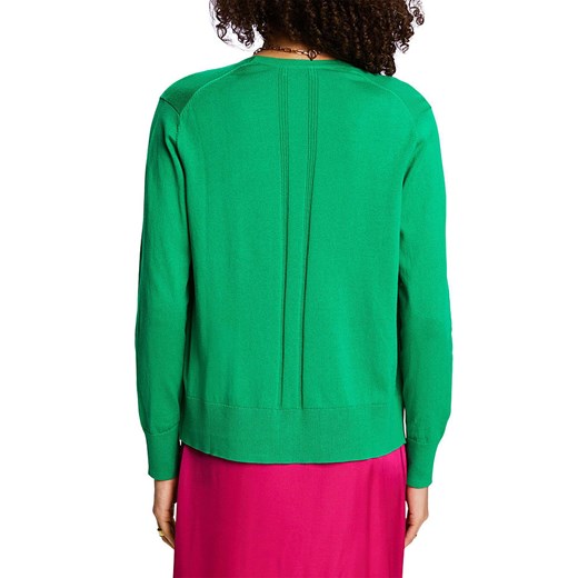 Sweter damski Esprit casual zielony w serek bawełniany 