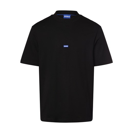 HUGO BLUE Koszulka męska - Nieros Mężczyźni Bawełna czarny jednolity ze sklepu vangraaf w kategorii T-shirty męskie - zdjęcie 170787134