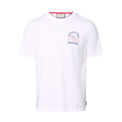 Scotch & Soda Koszulka męska Mężczyźni Bawełna biały jednolity ze sklepu vangraaf w kategorii T-shirty męskie - zdjęcie 170787160