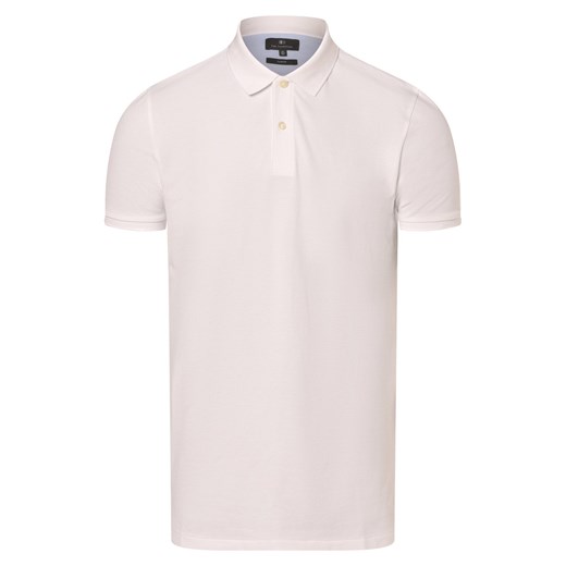 Nils Sundström Męska koszulka polo Mężczyźni Bawełna biały jednolity ze sklepu vangraaf w kategorii T-shirty męskie - zdjęcie 170787161