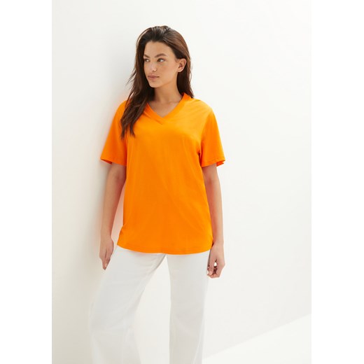 Długi shirt z dekoltem w szpic (5 sztuk), krótki rękaw ze sklepu bonprix w kategorii Bluzki damskie - zdjęcie 170793843