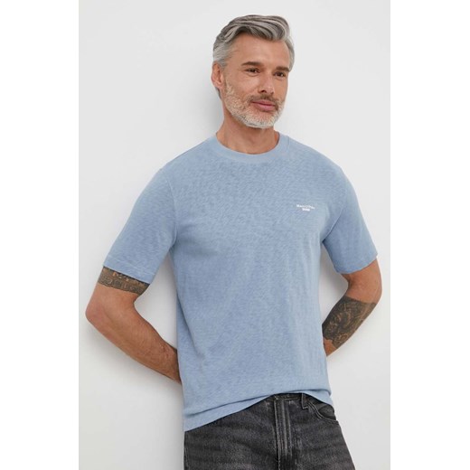 Marc O&apos;Polo t-shirt bawełniany męski kolor niebieski gładki ze sklepu ANSWEAR.com w kategorii T-shirty męskie - zdjęcie 170794002