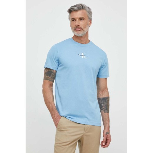 Calvin Klein Jeans t-shirt bawełniany męski kolor niebieski z nadrukiem ze sklepu ANSWEAR.com w kategorii T-shirty męskie - zdjęcie 170794040