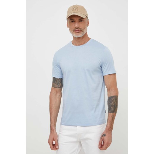 BOSS t-shirt bawełniany męski kolor niebieski gładki 50468395 ze sklepu ANSWEAR.com w kategorii T-shirty męskie - zdjęcie 170794063