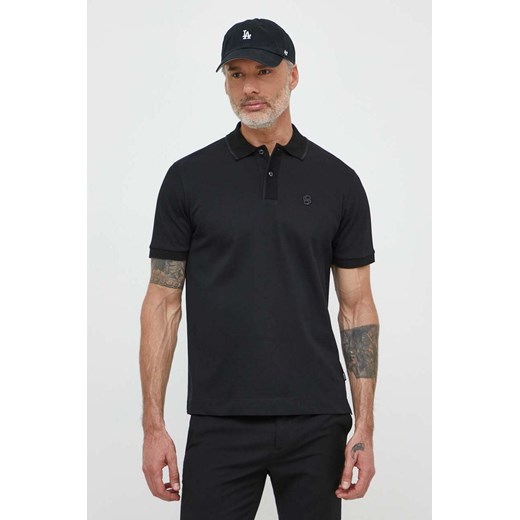 BOSS polo bawełniane kolor czarny gładki 50512112 ze sklepu ANSWEAR.com w kategorii T-shirty męskie - zdjęcie 170794253