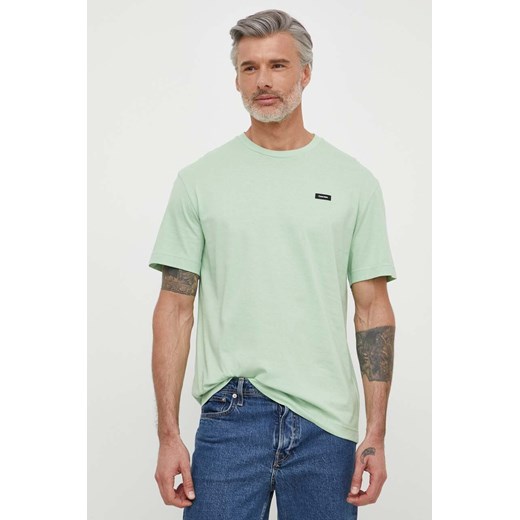 Calvin Klein t-shirt bawełniany męski kolor zielony gładki Calvin Klein XXL ANSWEAR.com