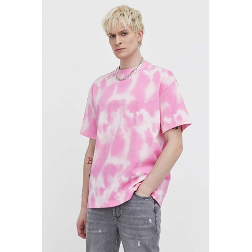 HUGO t-shirt bawełniany męski kolor różowy wzorzysty 50509986 ze sklepu ANSWEAR.com w kategorii T-shirty męskie - zdjęcie 170794481