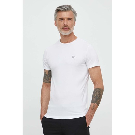 Guess t-shirt CALEB męski kolor biały gładki U97M00 KCD31 ze sklepu ANSWEAR.com w kategorii T-shirty męskie - zdjęcie 170794494