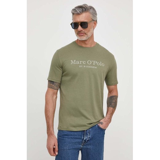 Marc O&apos;Polo t-shirt bawełniany męski kolor zielony z nadrukiem XXL ANSWEAR.com