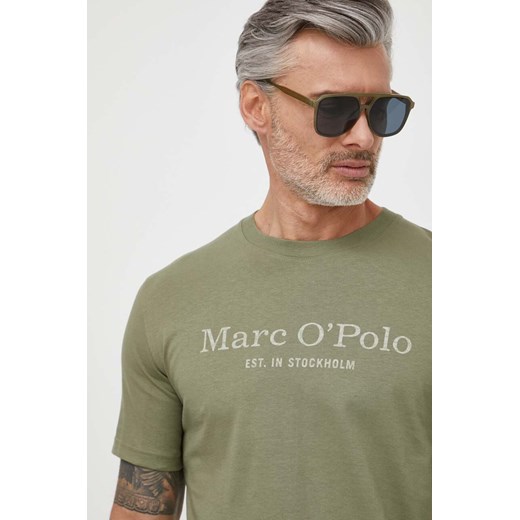 Marc O&apos;Polo t-shirt bawełniany męski kolor zielony z nadrukiem S ANSWEAR.com