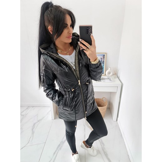 pikowana kurtka parka lucja z kapturem  - czarna ze sklepu STYLOWO w kategorii Kurtki damskie - zdjęcie 170795584