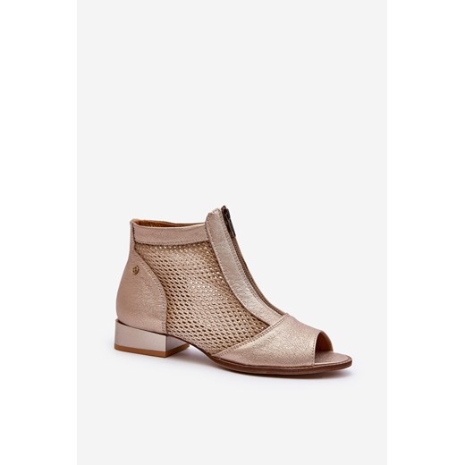 Botki Skórzane Odkryte Palce Płaski Obcas Złote Maciejka 06413-25 Maciejka 37 ZAZOO