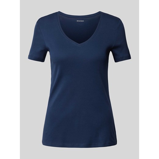 T-shirt z dekoltem w serek w jednolitym kolorze ze sklepu Peek&Cloppenburg  w kategorii Bluzki damskie - zdjęcie 170796513