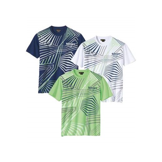 Zestaw 3 sportowych koszulek z graficznym nadrukiem ze sklepu Atlas For Men w kategorii T-shirty męskie - zdjęcie 170807513