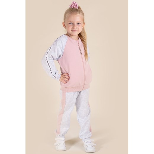 Bawełniana rozpinana bluza dziewczęca różowo-szara ze sklepu 5.10.15 w kategorii Bluzy dziewczęce - zdjęcie 170807992