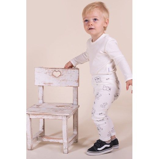 Bawełniane kremowe spodnie niemowlęce w misie ze sklepu 5.10.15 w kategorii Spodnie i półśpiochy - zdjęcie 170808021