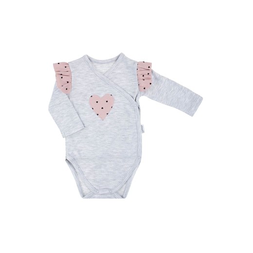 Bawełniane body dziewczęce szare z serduszkiem ze sklepu 5.10.15 w kategorii Body niemowlęce - zdjęcie 170808044