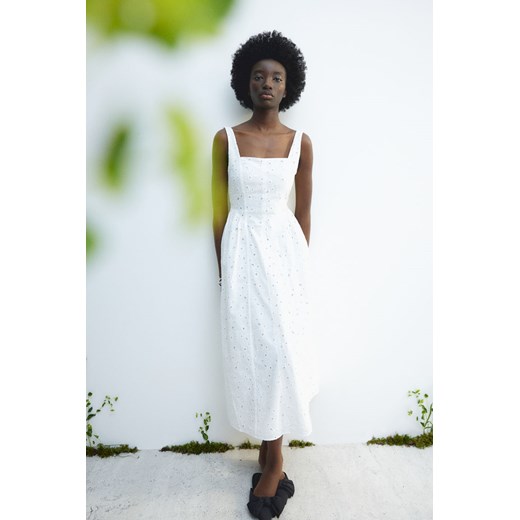 H & M - Sukienka z haftem angielskim - Biały H & M 48 H&M