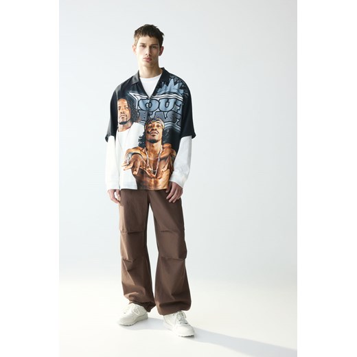 H & M - Spodnie spadochronowe Loose Fit - Brązowy H & M L H&M