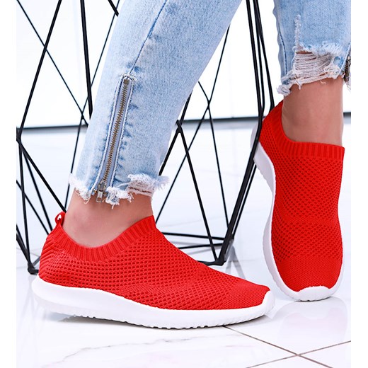 Wsuwane czerwone damskie buty sportowe /B6-3 15730 T184/ ze sklepu Pantofelek24.pl w kategorii Buty sportowe damskie - zdjęcie 170813811