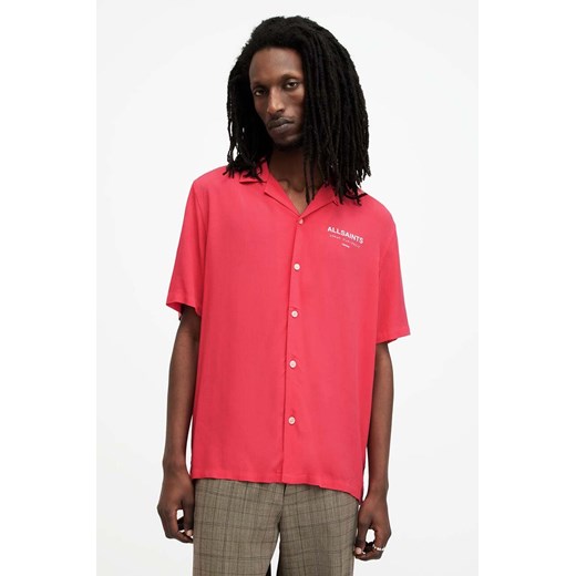 AllSaints koszula męska kolor pomarańczowy regular ze sklepu ANSWEAR.com w kategorii Koszule męskie - zdjęcie 170815121