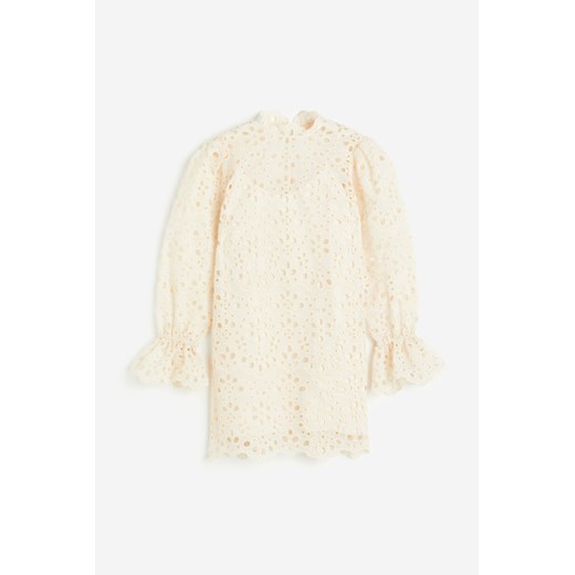 H & M - Sukienka z haftem angielskim - Biały H & M M H&M