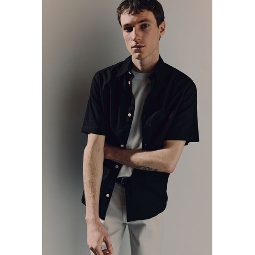 H & M - Koszula z lnem Loose Fit - Czarny ze sklepu H&M w kategorii Koszule męskie - zdjęcie 170816620
