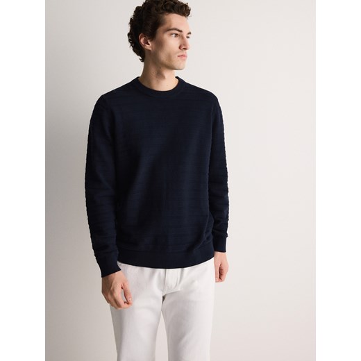 Reserved - Bawełniany sweter w paski - granatowy ze sklepu Reserved w kategorii Swetry męskie - zdjęcie 170820774