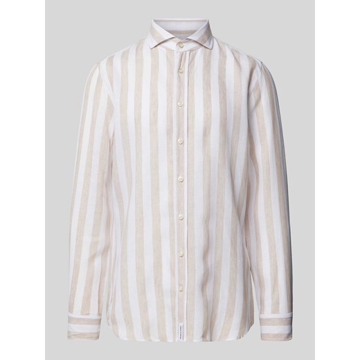 Koszula lniana o kroju slim fit z kołnierzykiem typu cutaway model ‘Hugh’ ze sklepu Peek&Cloppenburg  w kategorii Koszule męskie - zdjęcie 170821871