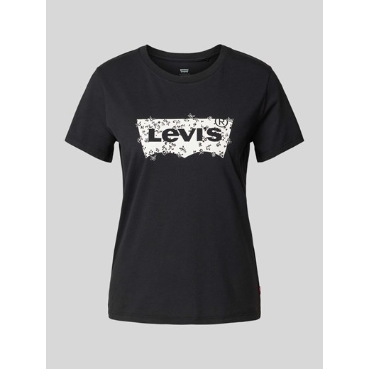 T-shirt z nadrukiem z logo i okrągłym dekoltem ze sklepu Peek&Cloppenburg  w kategorii Bluzki damskie - zdjęcie 170821873