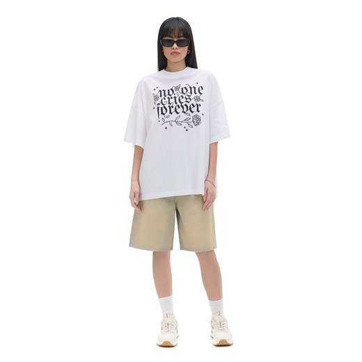 Cropp - Biały T-shirt z nadrukiem - biały ze sklepu Cropp w kategorii Bluzki damskie - zdjęcie 170822522