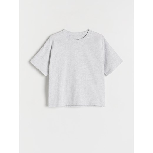 Reserved - Bawełniany t-shirt - jasnoszary ze sklepu Reserved w kategorii Bluzki dziewczęce - zdjęcie 170823480