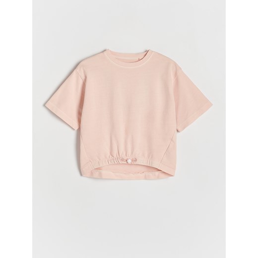 Reserved - T-shirt ze stoperem - brzoskwiniowy ze sklepu Reserved w kategorii Bluzki dziewczęce - zdjęcie 170823821