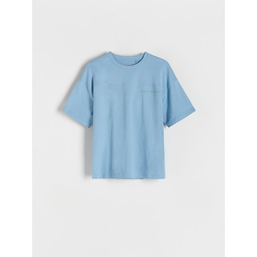 Reserved - Bawełniany t-shirt oversize - niebieski Reserved 134 (8 lat) Reserved