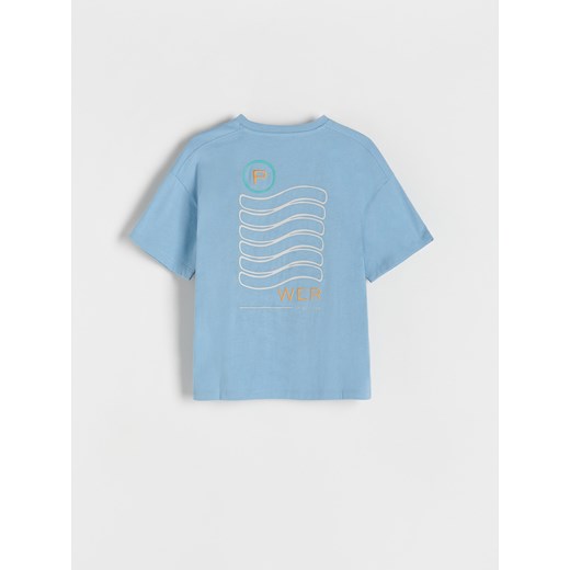 Reserved - Bawełniany t-shirt oversize - niebieski Reserved 122 (6-7 lat) Reserved