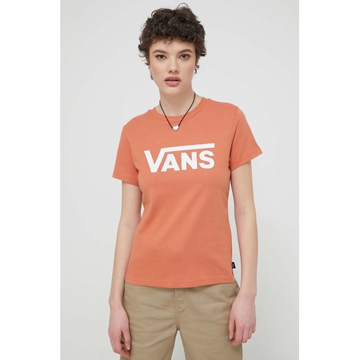 Vans t-shirt bawełniany damski kolor pomarańczowy ze sklepu ANSWEAR.com w kategorii Bluzki damskie - zdjęcie 170829994