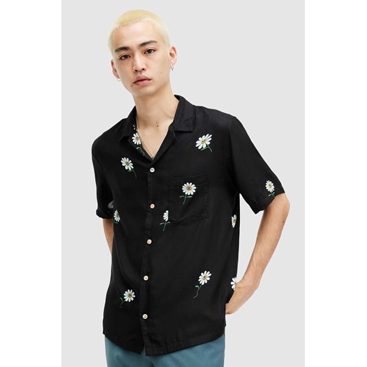 AllSaints koszula DAISICAL SS SHIRT męska kolor czarny relaxed MS548Z ze sklepu ANSWEAR.com w kategorii Koszule męskie - zdjęcie 170830084