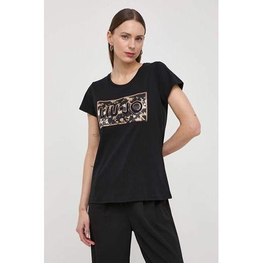 Liu Jo t-shirt bawełniany damski kolor czarny ze sklepu ANSWEAR.com w kategorii Bluzki damskie - zdjęcie 170830373