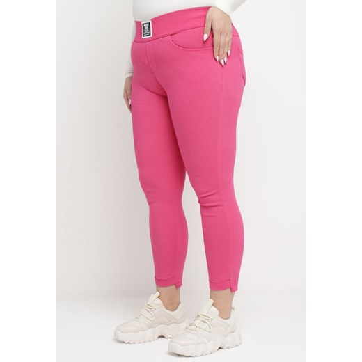 Ciemnoróżowe Spodnie Skinny z Kieszeniami Afrina ze sklepu Born2be Odzież w kategorii Spodnie damskie - zdjęcie 170836311