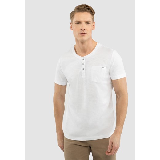 T-shirt męski Volcano biały z krótkimi rękawami 
