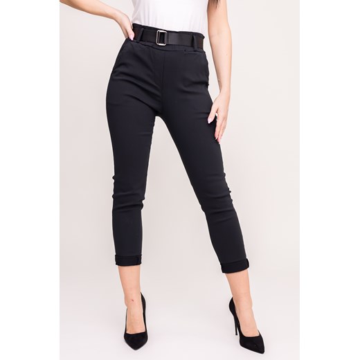 Czarne Spodnie z paskiem ELNERI ze sklepu TONO w kategorii Spodnie damskie - zdjęcie 170838781
