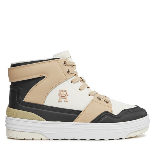 Sneakersy Tommy Hilfiger Th Basket Sneaker Hi FW0FW07757 White Clay AES ze sklepu eobuwie.pl w kategorii Buty sportowe damskie - zdjęcie 170840940