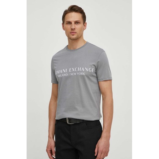 Armani Exchange t-shirt męski kolor szary z nadrukiem 8NZT72 Z8H4Z NOS ze sklepu ANSWEAR.com w kategorii T-shirty męskie - zdjęcie 170841232