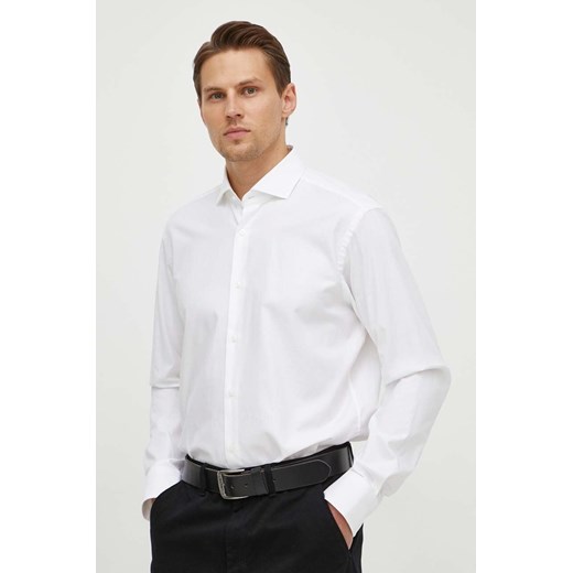 BOSS koszula męska kolor biały regular 50512656 ze sklepu ANSWEAR.com w kategorii Koszule męskie - zdjęcie 170841290