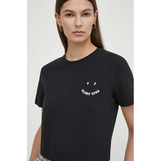 PS Paul Smith t-shirt bawełniany damski kolor czarny W2R.G799E.M21154 ze sklepu ANSWEAR.com w kategorii Bluzki damskie - zdjęcie 170841323