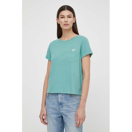 Levi&apos;s t-shirt bawełniany damski kolor zielony ze sklepu ANSWEAR.com w kategorii Bluzki damskie - zdjęcie 170841363