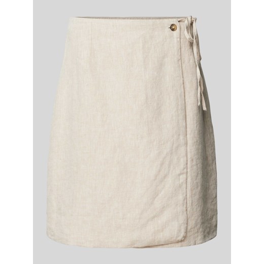 Spódnica lniana o długości do kolan w stylu kopertowym ze sklepu Peek&Cloppenburg  w kategorii Spódnice - zdjęcie 170842173