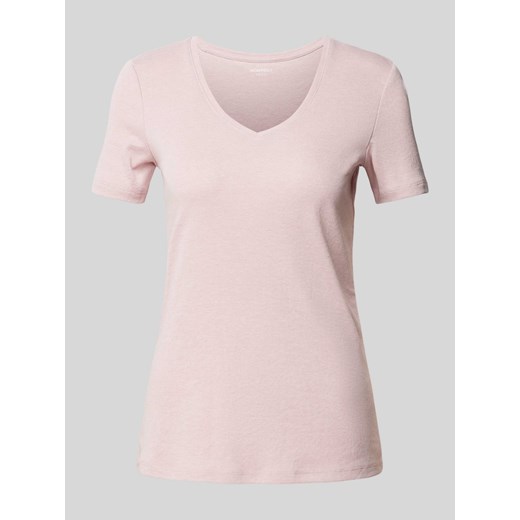 T-shirt z dekoltem w serek w jednolitym kolorze ze sklepu Peek&Cloppenburg  w kategorii Bluzki damskie - zdjęcie 170842342