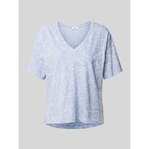 T-shirt z graficznym wzorem i dekoltem w serek ze sklepu Peek&Cloppenburg  w kategorii Bluzki damskie - zdjęcie 170842494