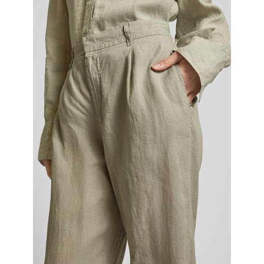 Spodnie z lnu w jednolitym kolorze Gina Tricot XS Peek&Cloppenburg 